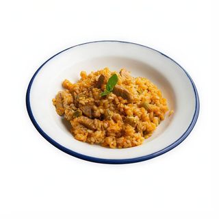 Paella de secret ibèric i bolets