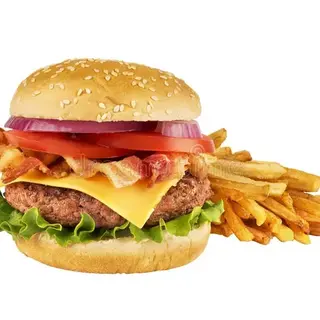 Hamburger bacon con fritas