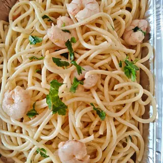 Espaguetis con gambas al ajillo