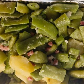 Vainas con patata y jamón