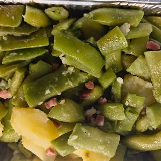 Vainas con patata y jamón