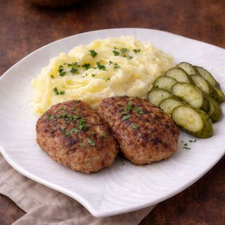 Kotlety De Pollo Con Puré De Patata Y Verdura Marinada