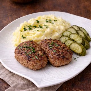 Kotlety De Pollo Con Puré De Patata Y Verdura Marinada