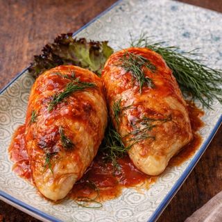 Golubtsy ( col ) con salsa de tomate