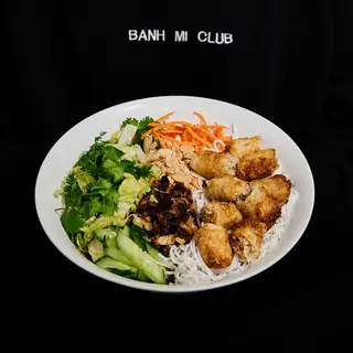 Bún - Nem - Fideos de arroz vietnamitas con rollitos fritos de cerdo