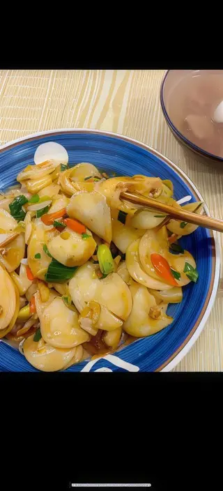 53 Pasta De Arroz Frito con gambas