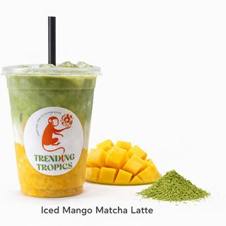 Iced mango matcha latte
