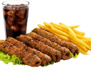 Menu plato Spicy Seekh (4 unidades) con ensalada y arroz