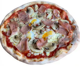 Pinsa de prosciutto e funghi