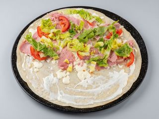 Crepe mozzarella, jamón dulce, lechuga y tomate