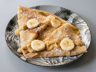 Crema pistacho, choco blanco y plátano