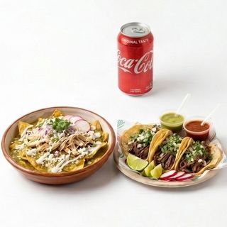 Tacos + Chilaquiles personalizados + bebida