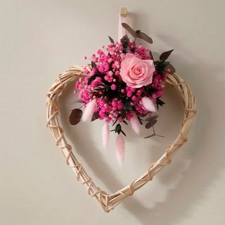 Corazón Floral Preservado Rosa