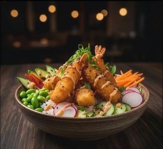 Poke De Langostino En Tempura