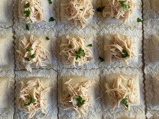 Ravioles de pollo congelados