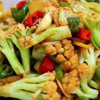 Coliflor con pimiento salteado