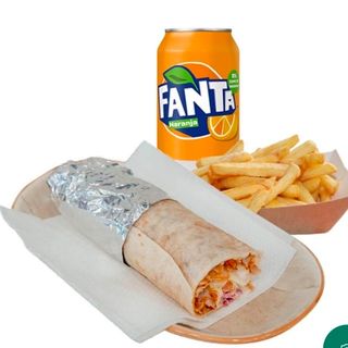Durum de Carne de Pincho con Patatas y Refresco