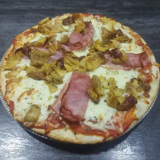 Pizza pollo jamón cocido iberico