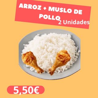 Pollo muslo + arroz 