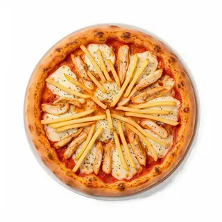 Pizza De Pollo Y Patatas Fritas 25 Cm.