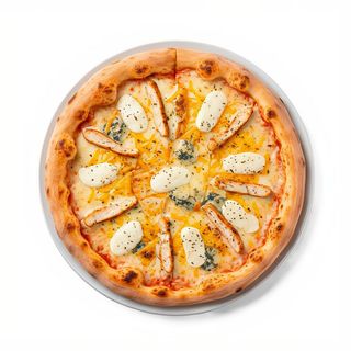 Pizza Cuatro Quesos + Pollo 30 Cm.