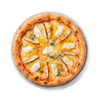 Pizza Cuatro Quesos + Pollo 33 Cm.