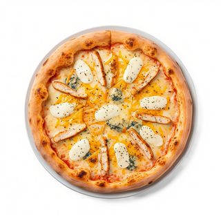 Pizza Cuatro Quesos + Pollo 33 Cm.