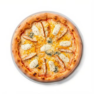 Pizza Cuatro Quesos + Pollo 43 Cm.