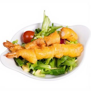 Ensalada de langostino en tempura