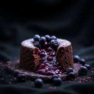 Lava Cake with Blueberry Jam