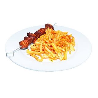 Pincho moruno con patatas