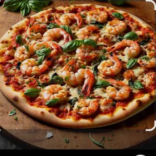 Prawns pizza