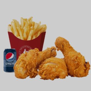 FRIED CHICKEN 3 pieces +PATATAS+BEBIDAS