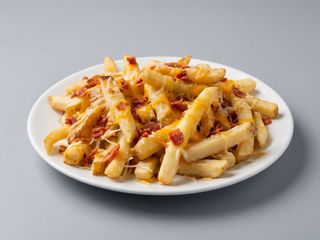 Patatas fritas con queso y bacon