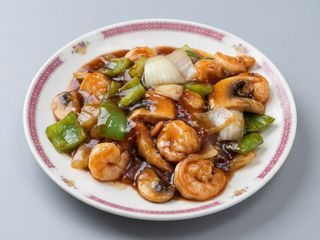 Gambas con salsa ostras 