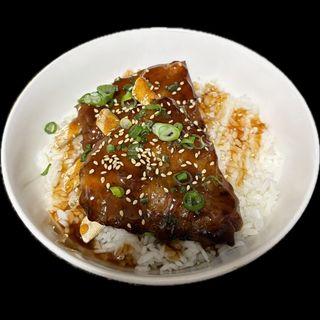 Costilla De Cerdo Al Teriyaki Con Arroz Blanco