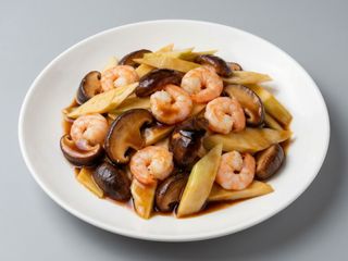 langostino con bambu y seta