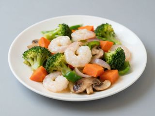 langostino con verdura