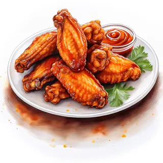 Alitas De Pollo Picantes, Asadas Con Salsa De Soja Y Miel