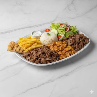 Plato kebab con ensalada