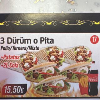 3 Durum O Pita patata 2L cola