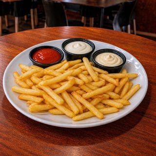 Patatas fritas 3 salsas (ración)