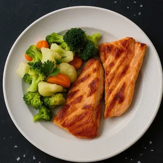 Salmón Noruego con Patatas Rústicas y/o Verduras Cocidas