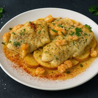 Merluza con Salsa de Camarones