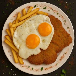 Milanesa de Pollo con Huevo frito y Papas fritas