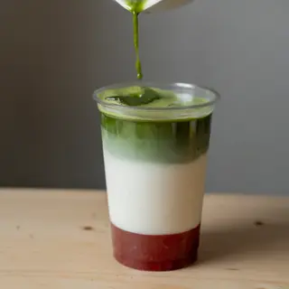 Iced strawberry Matcha Latte
