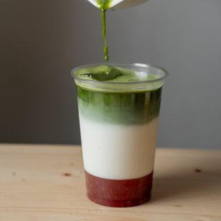 Iced strawberry Matcha Latte