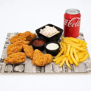 Tiras de pollo menu (6 pzs)