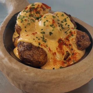Nuestras Bravas con Espuma de Kimchi