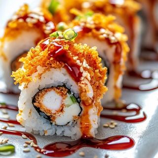 Tempura gambas con cebolla frita 8pzs